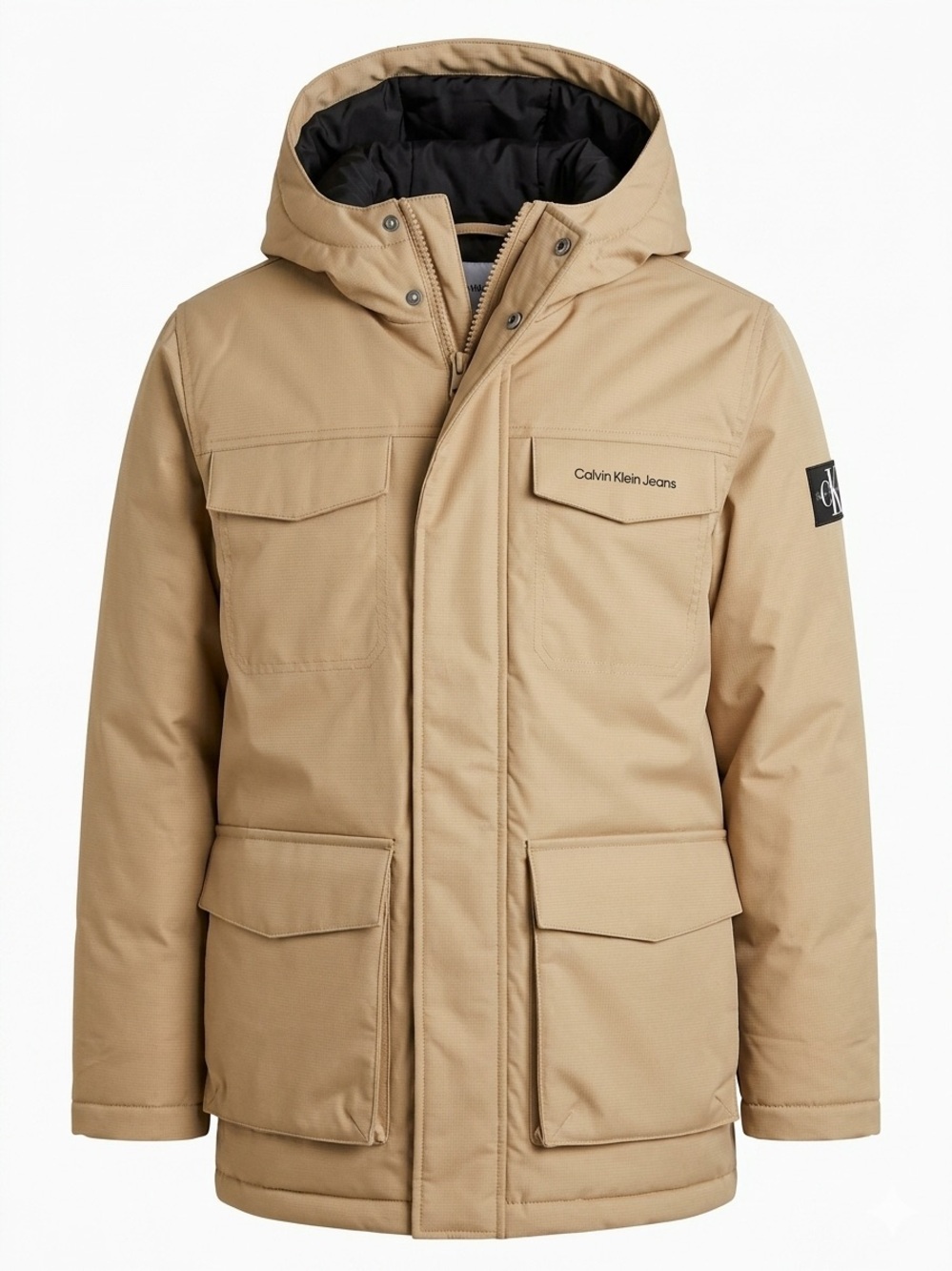 Calvin Klein Jeans Tan Hooded Puffer Coat